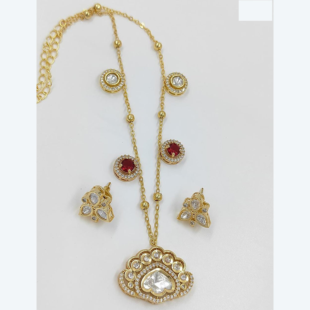 JCM Kundan Necklace Set with Matching Floral Design Earrings