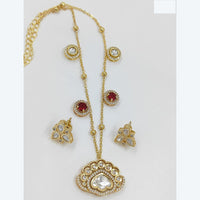 JCM Kundan Necklace Set with Matching Floral Design Earrings 