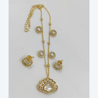 JCM Kundan Necklace Set with Matching Floral Design Earrings