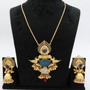 JCM Heritage Pota Stone and Peacock Design Necklace Set with Jhumki Earring