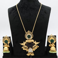 JCM Heritage Pota Stone and Peacock Design Necklace Set with Jhumki Earring