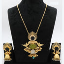 JCM Heritage Pota Stone and Peacock Design Necklace Set with Jhumki Earring