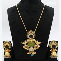 JCM Heritage Pota Stone and Peacock Design Necklace Set with Jhumki Earring