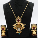 JCM Heritage Pota Stone and Peacock Design Necklace Set with Jhumki Earring
