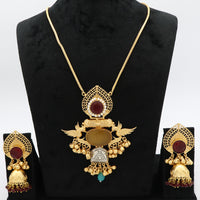 JCM Heritage Pota Stone and Peacock Design Necklace Set with Jhumki Earring