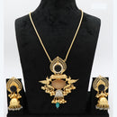JCM Heritage Pota Stone and Peacock Design Necklace Set with Jhumki Earring