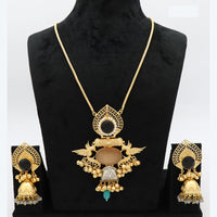 JCM Heritage Pota Stone and Peacock Design Necklace Set with Jhumki Earring