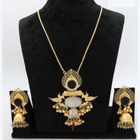 JCM Heritage Pota Stone and Peacock Design Necklace Set with Jhumki Earring