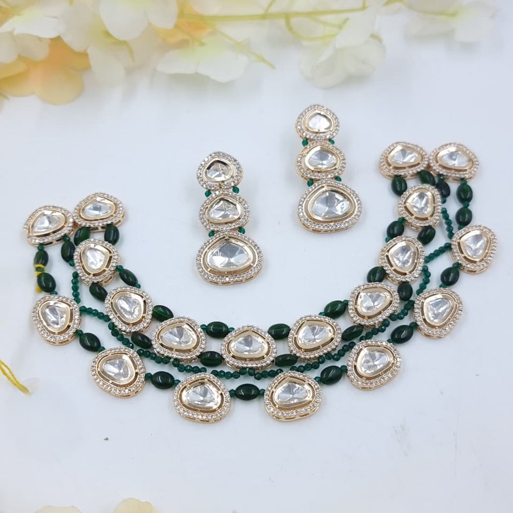 JCM Elegant Kundan and Beads Necklace Set with Matching Earrings