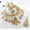 JCM Handcrafted Polki Kundan and Beads Necklace Set with Matching Earrings