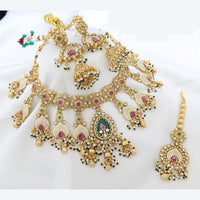 JCM Handcrafted Polki Kundan and Beads Necklace Set with Matching Earrings