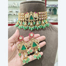 JCM Designer Kundan and Crystal Choker Necklace Set with Matching Earrings 