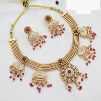 JCM Elegant Pearl Drop Kundan Meenakari Necklace Set with Earrings