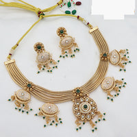 JCM Elegant Pearl Drop Kundan Meenakari Necklace Set with Earrings