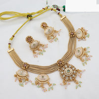 JCM Elegant Pearl Drop Kundan Meenakari Necklace Set with Earrings