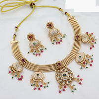 JCM Elegant Pearl Drop Kundan Meenakari Necklace Set with Earrings