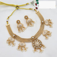JCM Elegant Pearl Drop Kundan Meenakari Necklace Set with Earrings