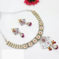 JCM Ethnic Enamel Painted Necklace Set with Dangling Beads