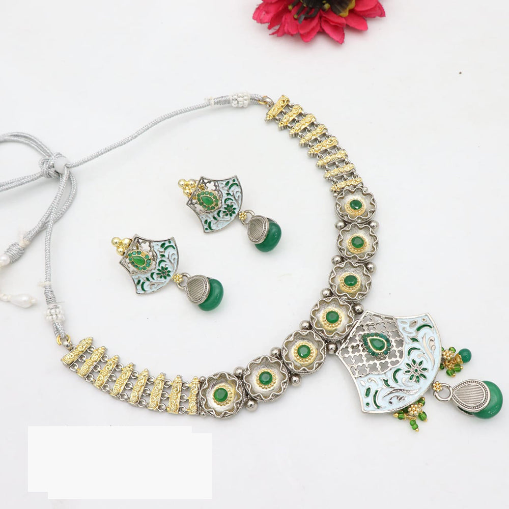 JCM Ethnic Enamel Painted Necklace Set with Dangling Beads