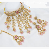 JCM Heritage Polki Choker Set with Colorful Pearl Danglers