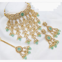 JCM Heritage Polki Choker Set with Colorful Pearl Danglers