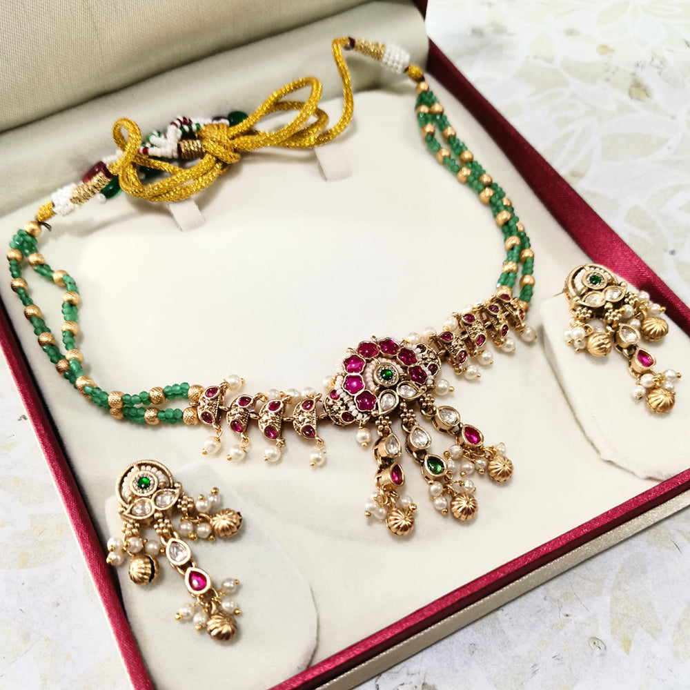 JCM Regal Ruby and Emerald Necklace Set with Pearl Detailing