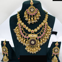 JCM Royal Heritage Temple Style Necklace Set with Earrings and Maang Tikka