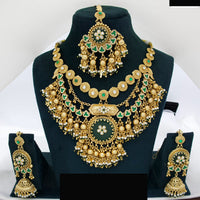 JCM Royal Heritage Temple Style Necklace Set with Earrings and Maang Tikka