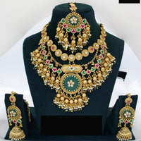 JCM Royal Heritage Temple Style Necklace Set with Earrings and Maang Tikka