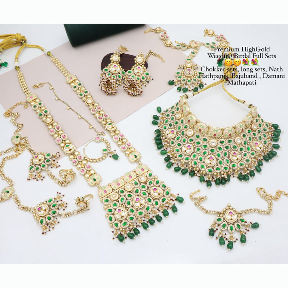 JCM Designer Kundan Pearl And Beads Meenakari Bridal Set