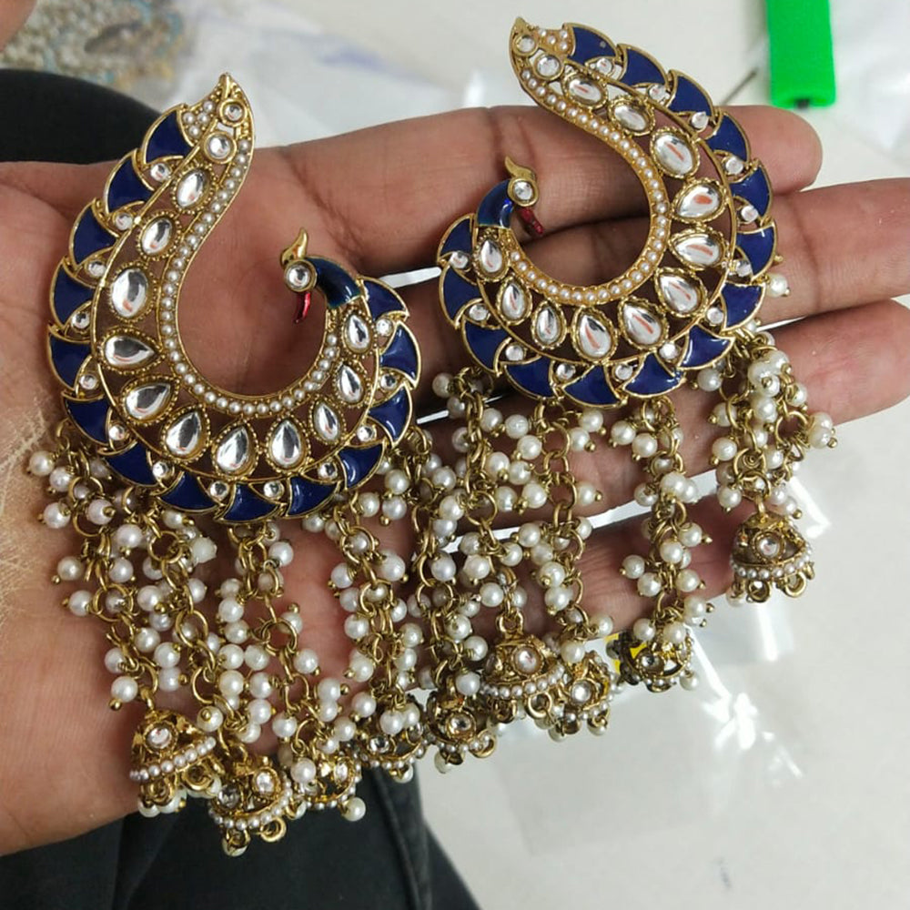 JCM Ethnic Elegance Kundan and Pearl Dangler Earrings