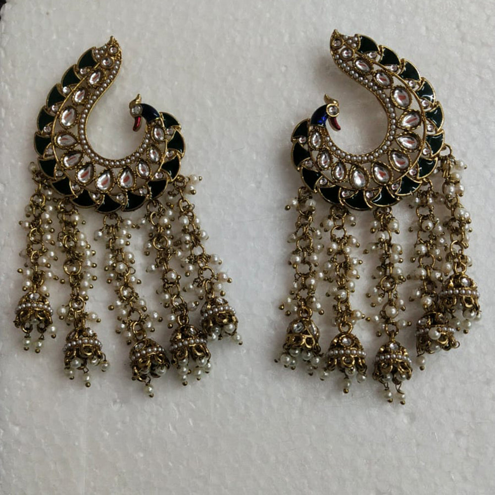 JCM Ethnic Elegance Kundan and Pearl Dangler Earrings