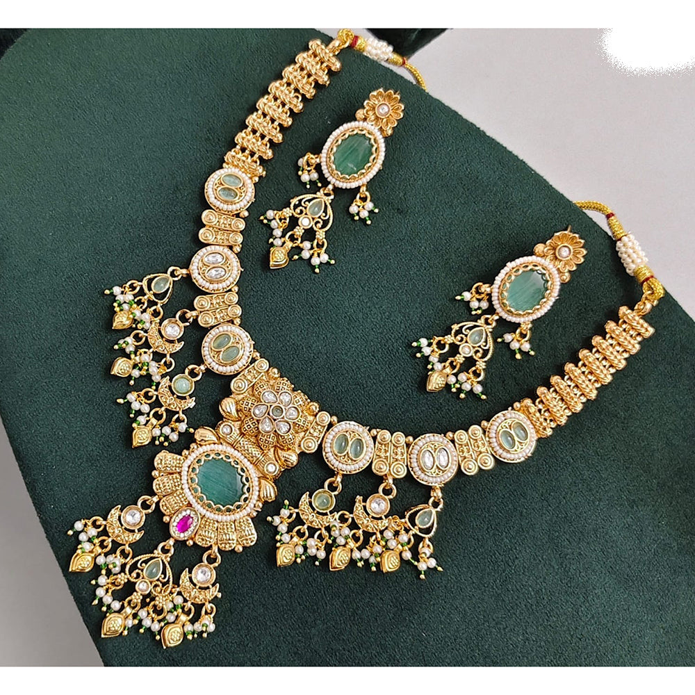 JCM Timeless Royal Pota Kundan And Pearl Necklace Set
