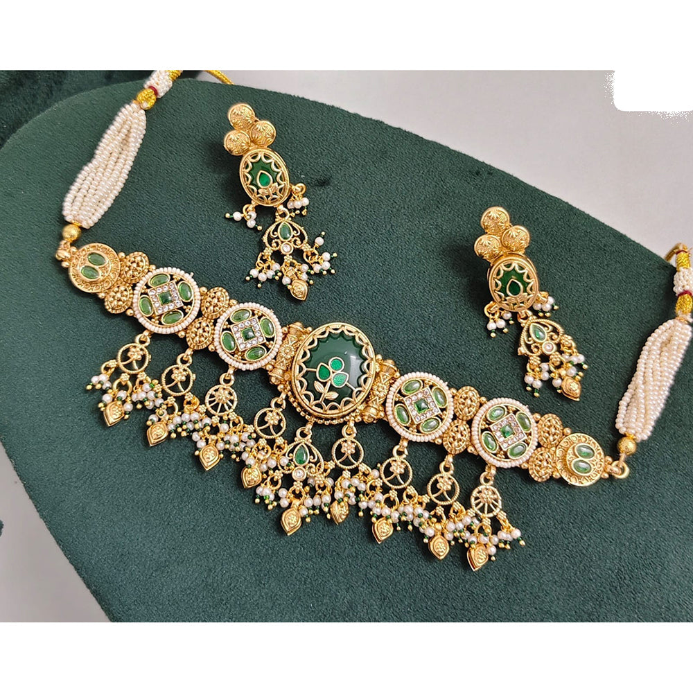 JCM Timeless Royal Pota Kundan And Pearl Necklace Set