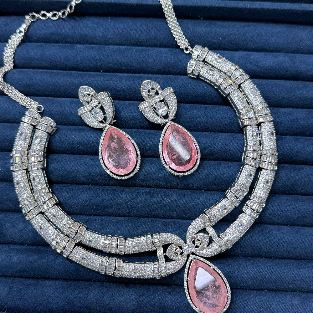JCM Sparkling American Diamond And Austrian Stone Necklace Set