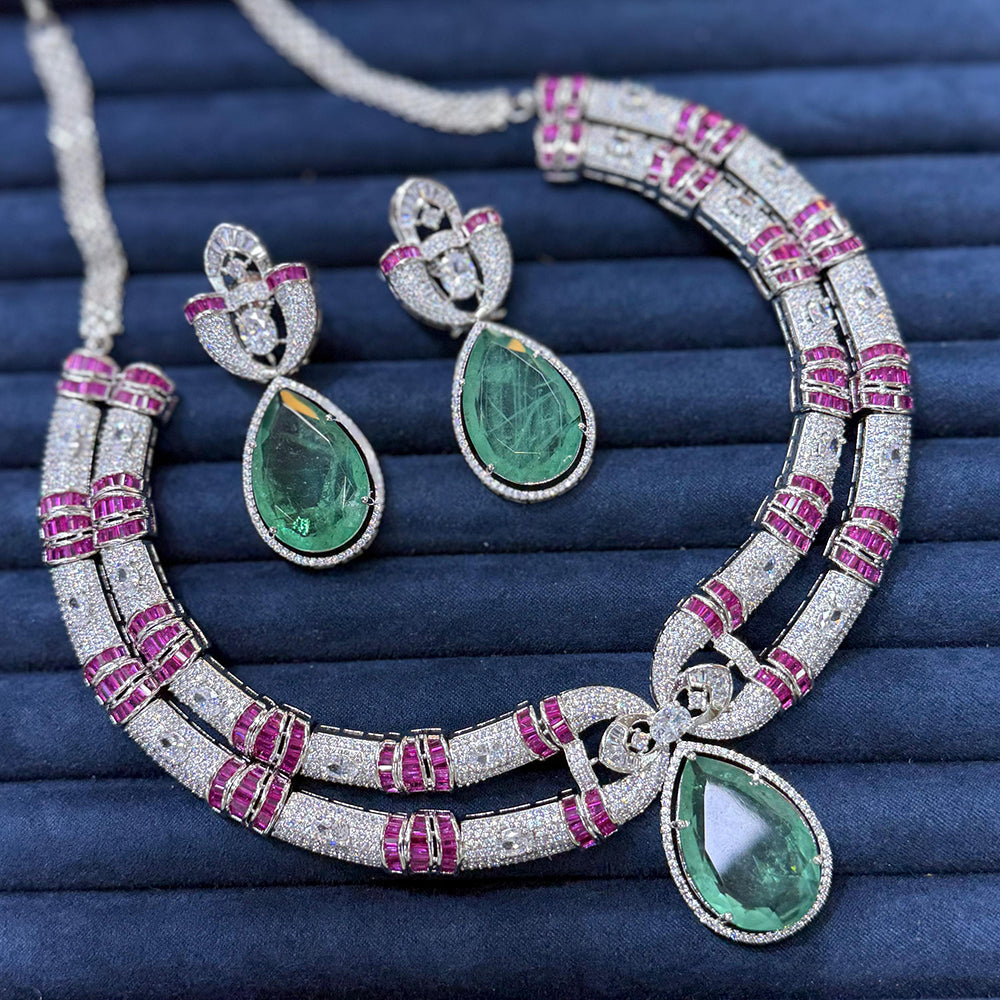 JCM Sparkling American Diamond And Austrian Stone Necklace Set