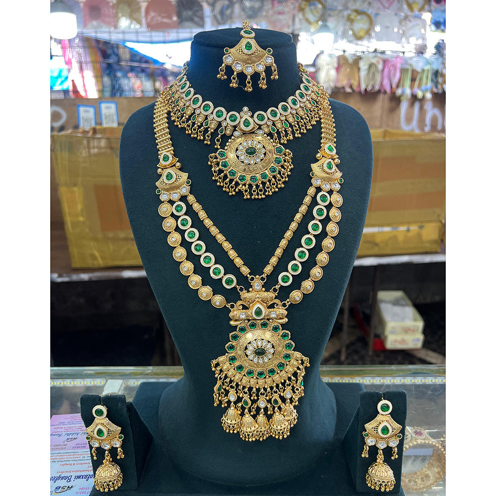 JCM Timeless Royal Pota And Kundan Stone Necklace Set