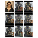 JCM Handcrafted Elegant Pota Stone And Polki Kundan Necklace Set
