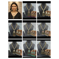 JCM Handcrafted Elegant Pota Stone And Polki Kundan Necklace Set