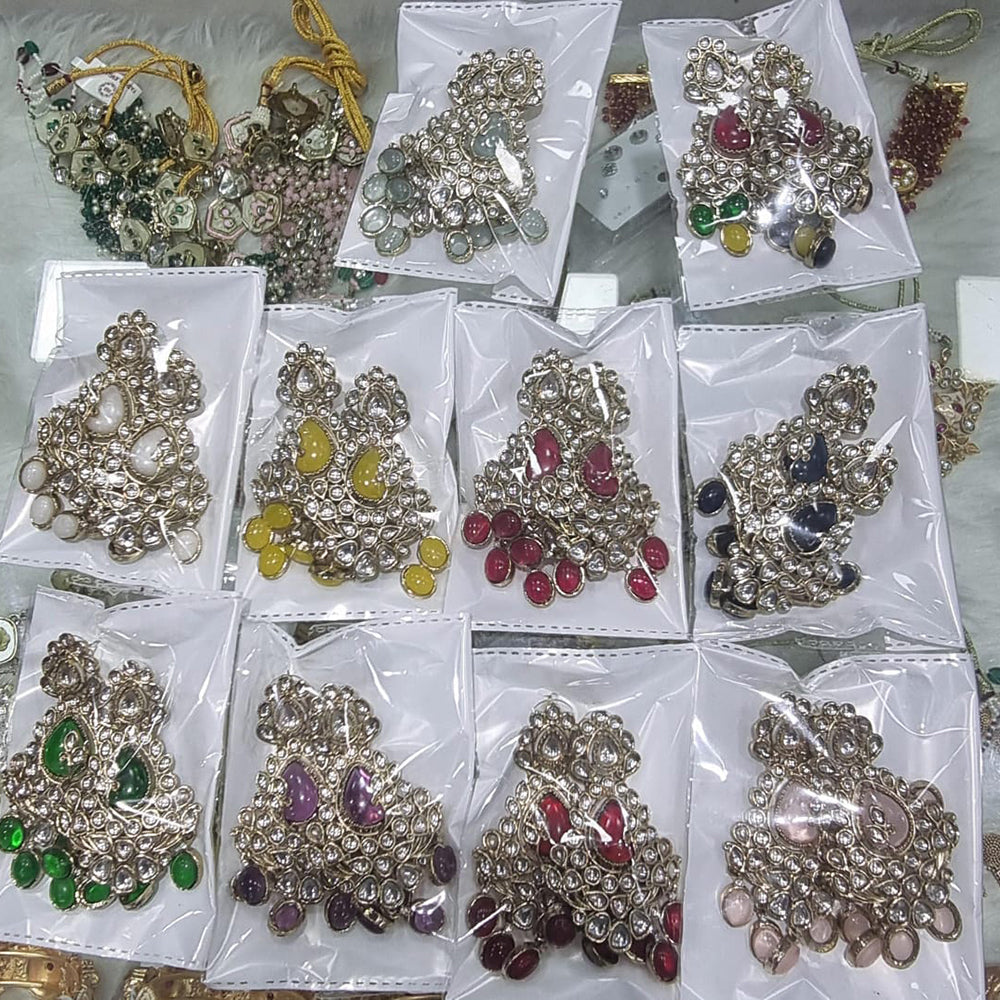 JCM Ethnic Glow Pota and Kundan Stone Dangler Earrings
