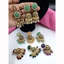 JCM Antique Touch Pota Stone And Pearl Jhumki Earrings