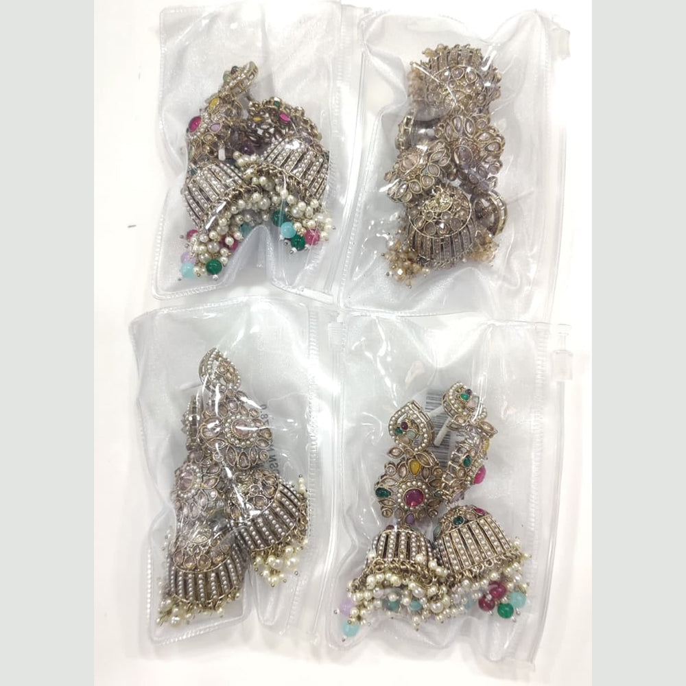 JCM Designer Crystal Pearl And Beads Traditional Jhumki Earrings