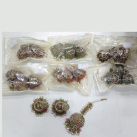 JCM Sparkling Crystal Pearl And Beaded Jhumki Earrings With Maangtikka