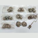 JCM Sparkling Crystal Pearl And Beaded Jhumki Earrings With Maangtikka