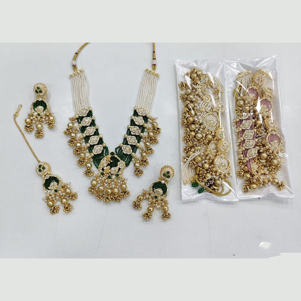 JCM Royal Pota Stone Kundan Pearl Necklace Set