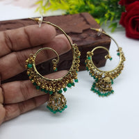 JCM Elegant Crystal Stone Pearl Drop Jhumki Earrings