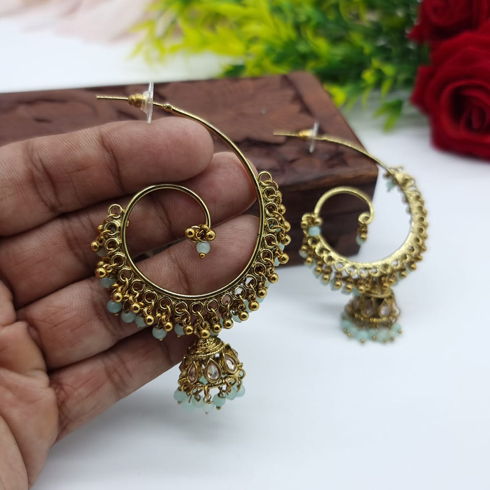 JCM Elegant Crystal Stone Pearl Drop Jhumki Earrings