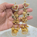 JCM Heritage Kundan Stone Pearl And Ghungroo Jhumki Earrings