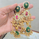 JCM Graceful Kundan Stone Pearl And Ghungroo Dangler Earrings