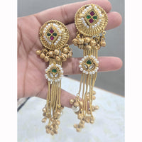 JCM Graceful Kundan Stone Pearl And Ghungroo Dangler Earrings